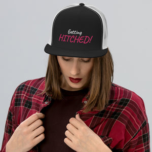 Getting Hitched Trucker Cap (White/Pink Stitch)