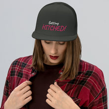 Load image into Gallery viewer, Getting Hitched Trucker Cap (White/Pink Stitch)
