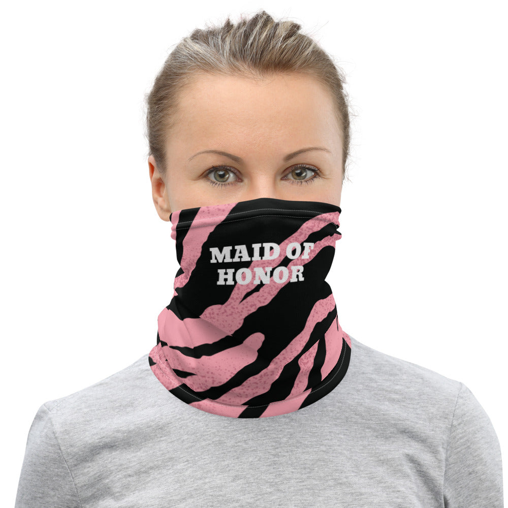 Maid of Honor Pink/Black Zebra Print Neck Gaiter
