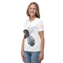 Load image into Gallery viewer, Biker Bride Helmet (Colorful) White T-Shirt
